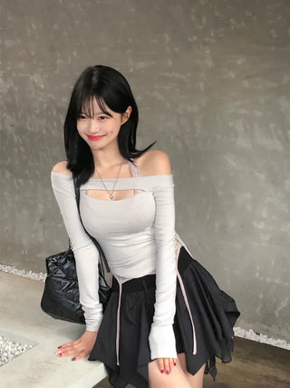 [4 colors] Halter lace sleeveless top