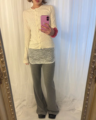 Mini Flower Rib Slim Cardigan