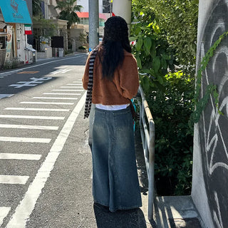 Maxi Slit Denim Long Skirt