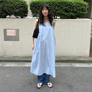Sleeveless Shirred Long Dress