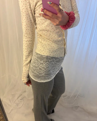 Mini Flower Rib Slim Cardigan