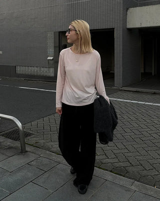 Round neck simple long T-shirt