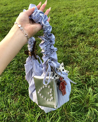 3-way double stripe gathered shoulder bag