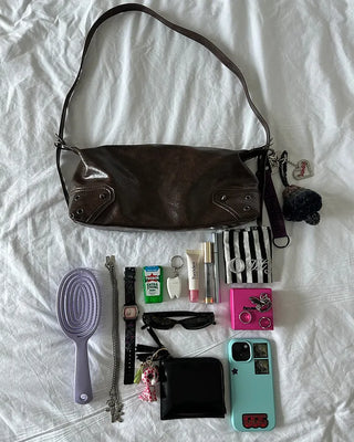 Vintage leather one-shoulder square bag