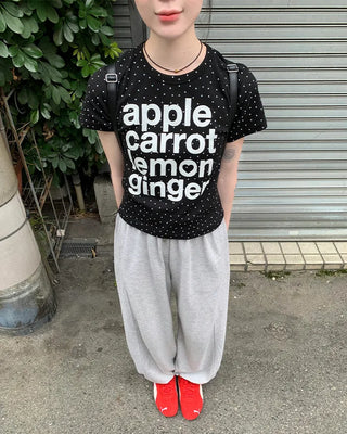 Star pattern lettering short-sleeved T-shirt