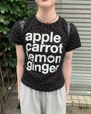 Star pattern lettering short-sleeved T-shirt