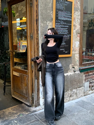 Slim Shirred Cropped T-Shirt (8 colors)