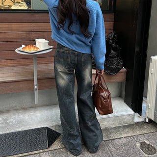 Slit Point Wide Denim Pants