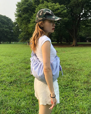 3-way double stripe gathered shoulder bag