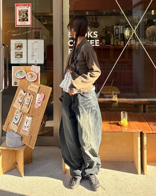 Back flap pocket, whiskered wash jeans