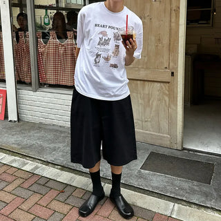 Pigmented Wide Cotton Half Pants