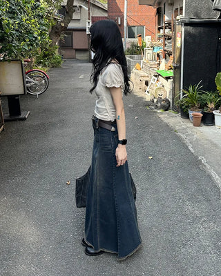 Shirred lace tie T-shirt