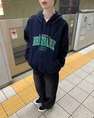 Lettering Oversized Hooded T-Shirt