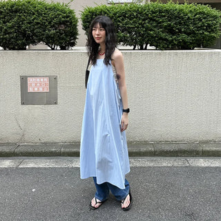 Sleeveless Shirred Long Dress