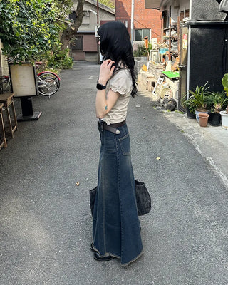 Shirred lace tie T-shirt