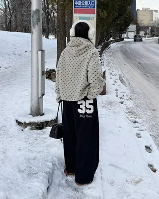 Reversible polka dot parka jacket