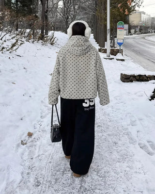 Reversible polka dot parka jacket