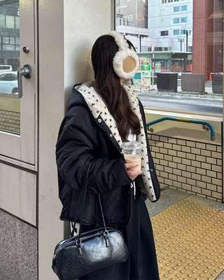 Reversible polka dot parka jacket