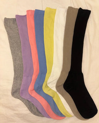 Simple summer ribbed knee-high socks