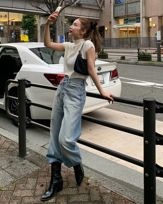 Half-neck short-sleeved knit