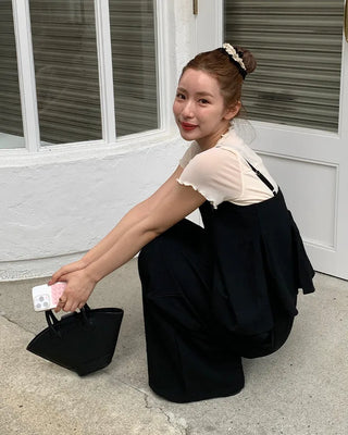 Pleated camisole and wide-leg pants set