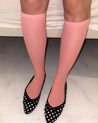 Simple summer ribbed knee-high socks