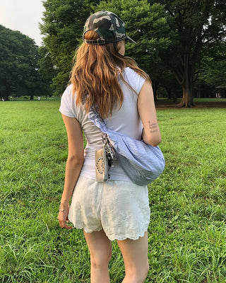 3-way double stripe gathered shoulder bag
