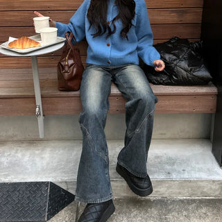 Slit Point Wide Denim Pants