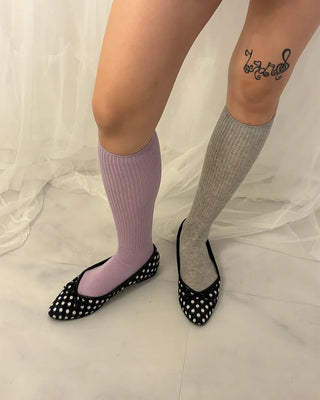 Simple summer ribbed knee-high socks