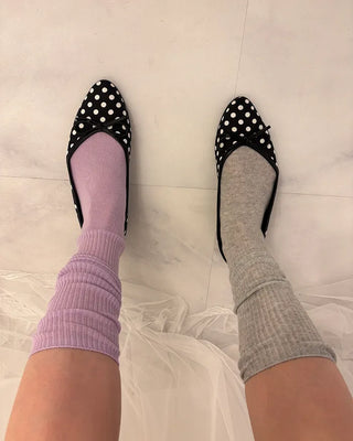 Polka dot almond toe pumps