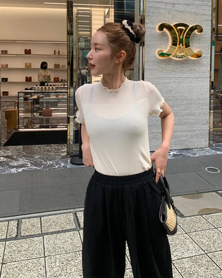 Pleated camisole and wide-leg pants set