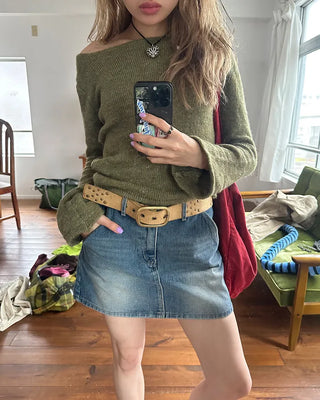 Mohair Mix Long Flare Sleeve Knit