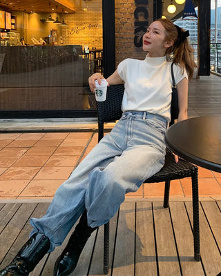 Half-neck short-sleeved knit
