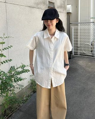 Color striped short-sleeved shirt
