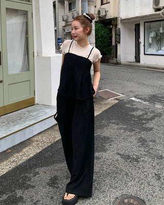 Pleated camisole and wide-leg pants set