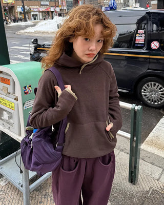 Two-tone point fleece hoodie