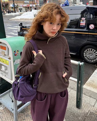 Two-tone point fleece hoodie