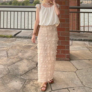 Back ribbon shirred blouse