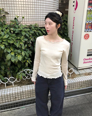 Cotton Wash Curved Pants