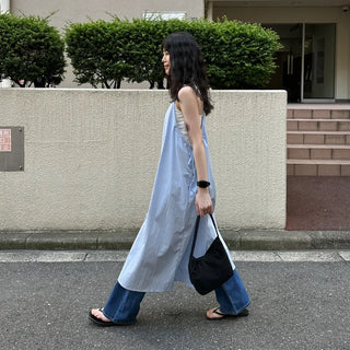 Sleeveless Shirred Long Dress