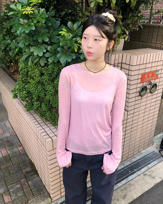 Tencel Round Long Sleeve T-Shirt