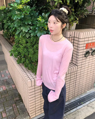 Tencel Round Long Sleeve T-Shirt