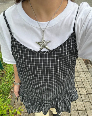 Checked Shirred Camisole