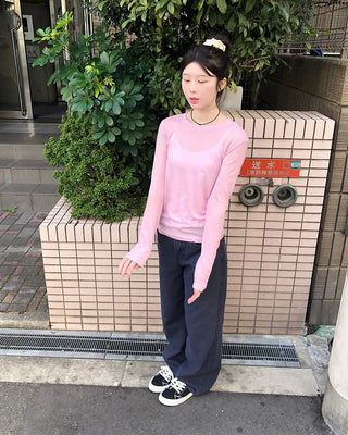 Cotton Wash Curved Pants