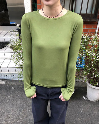 Slim Round Tencel Long Sleeve T-Shirt