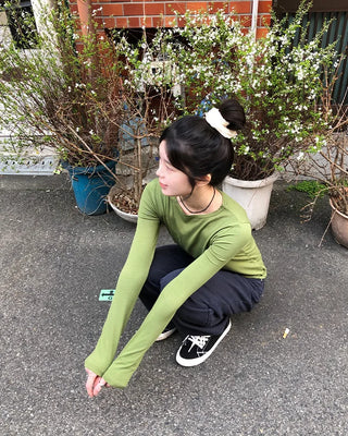 Slim Round Tencel Long Sleeve T-Shirt