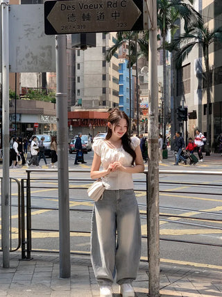 [3 colors] Linen puff blouse