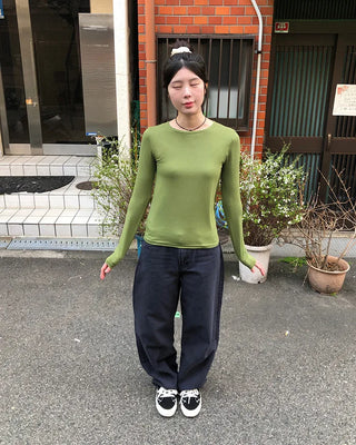 Cotton Wash Curved Pants