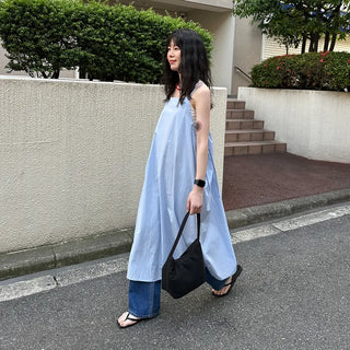 Sleeveless Shirred Long Dress