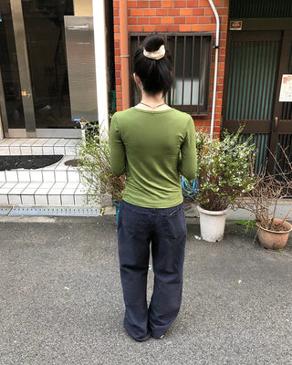 Cotton Wash Curved Pants